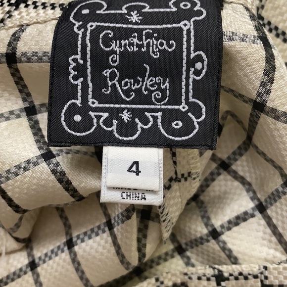 Cynthia Rowley Silk Cream & Black Windowpane Pants - Picture 5 of 5